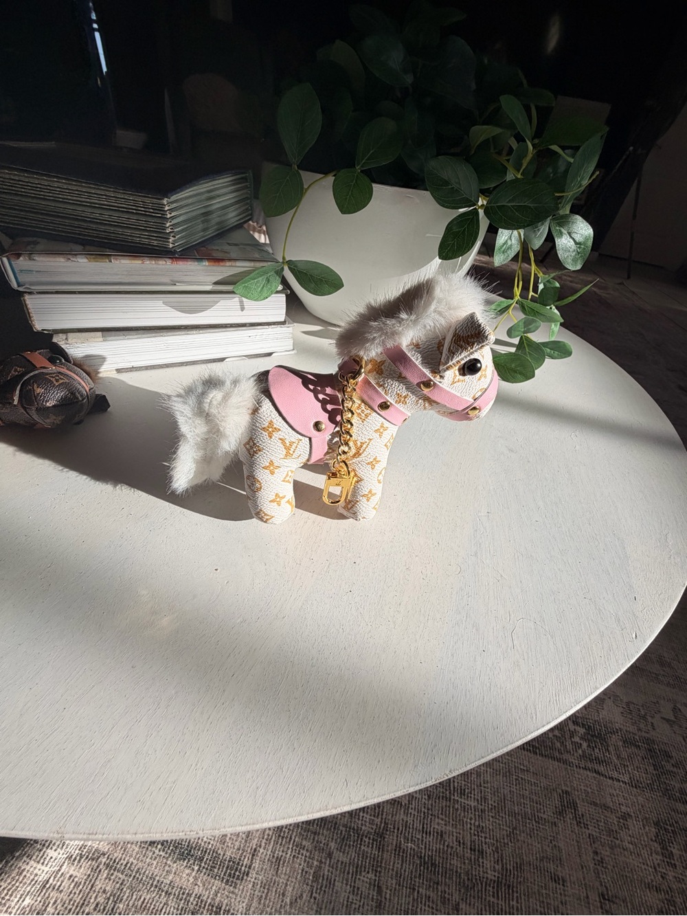 Designer-Inspired Pink & White Pony Pet Charm